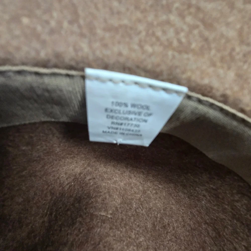 Wide Brim Floppy Hat Womens OS Brown 100% Wool Boho Western Fedora Fall Cowgirl